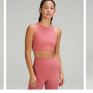 Lululemon Energy HighNeck Longline Ribbed Luxtreme Bra Medium Support brier rose